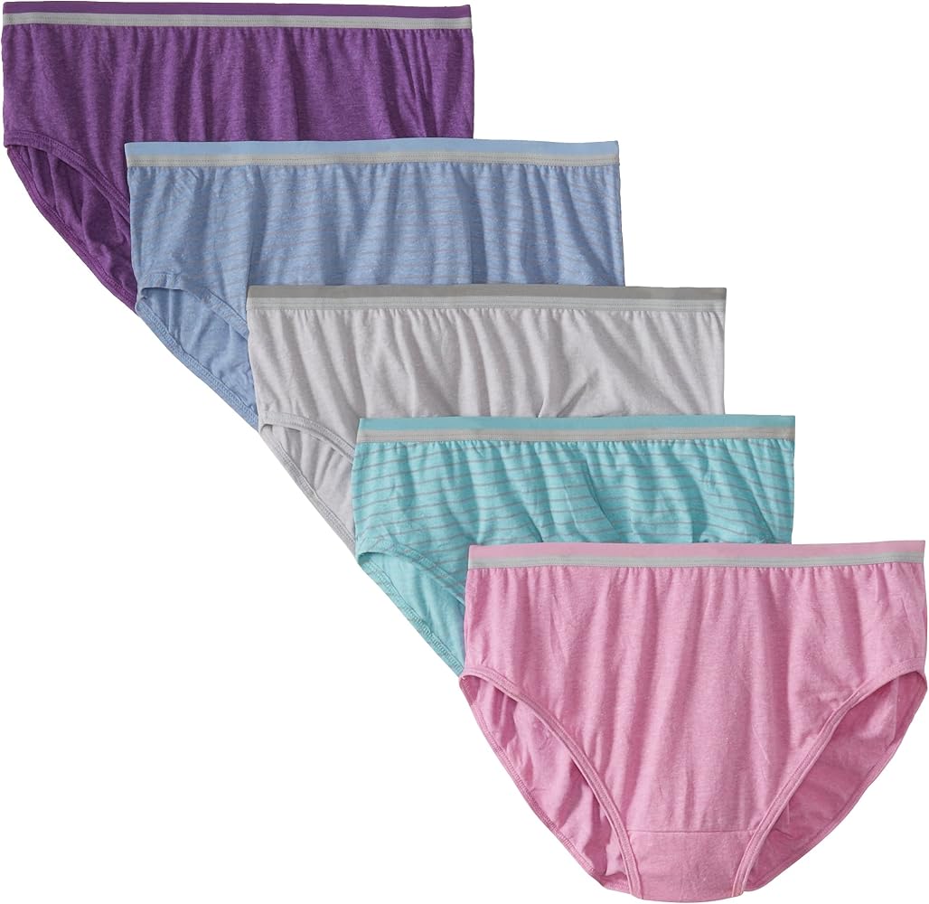 Fruit of the Loom Women's Plus Size "Fit For Me" 5 Pack Heather Hi-Cut Panties