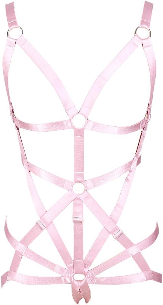 Women's Full Body Harness Bra cage Punk Gothic Garter Belt Lingerie Set Festival Rave Adjustable Photography Dance Apparel