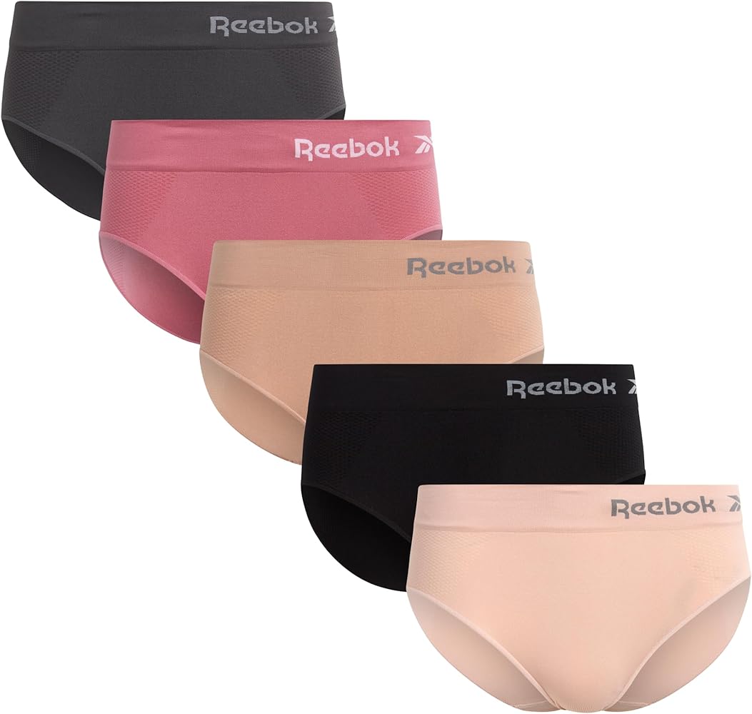 Reebok Women's Hipster Briefs - 5 Pack Breathable Stretch Performance Hipster Panties - Seamless Underwear for Women (S-XL)