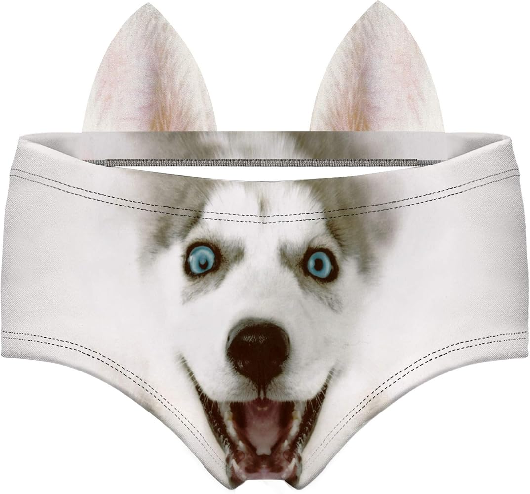 RUNYNXIN Funny low-waisted Ears Underwear - Sexy for Women Gifts (ERDNK010-XL, Dog ears1)