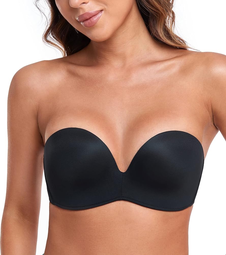 HACI Push Up Strapless Bra Anti-Slip Padded Wireless Bras for Women