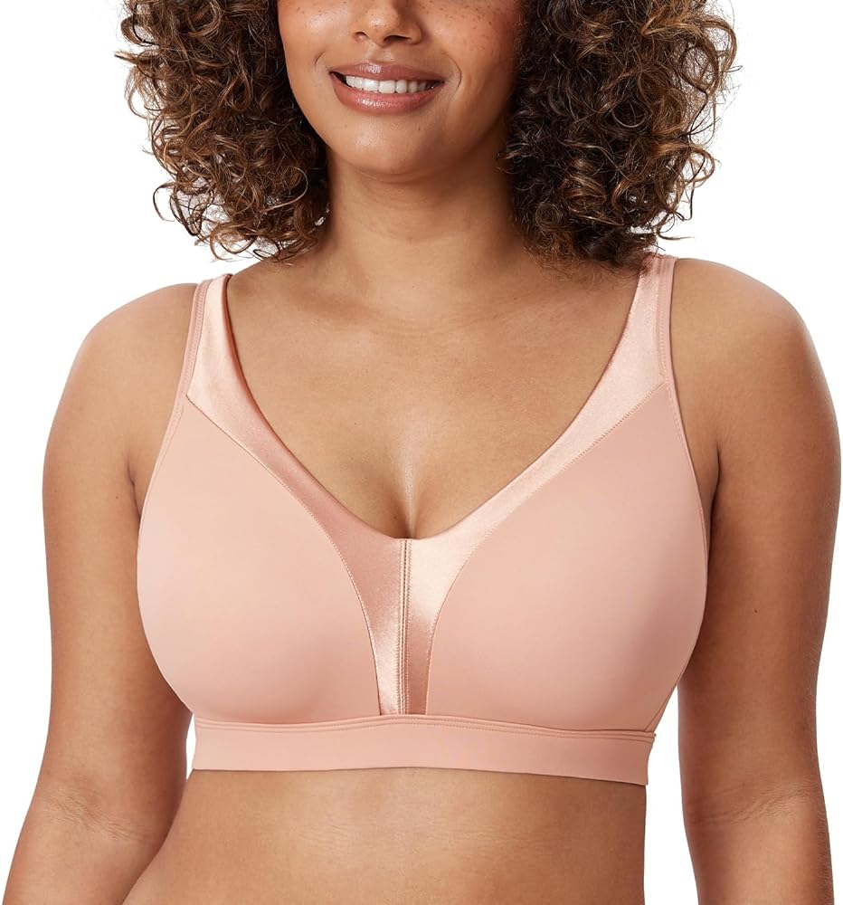 DELIMIRA Women's Wireless Bras Plus Size Full Coverage Smooth Seamless Comfortable Unlined Bra