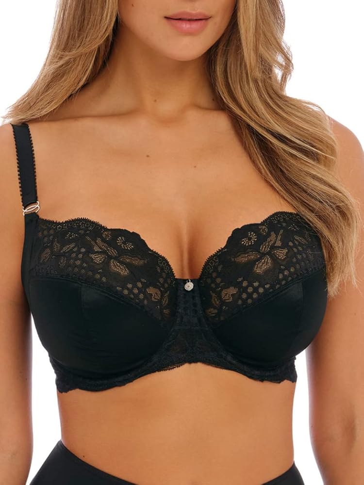 Fantasie Reflect Side Support Stretch Lace Underwire Bra (101801),36GG,Black