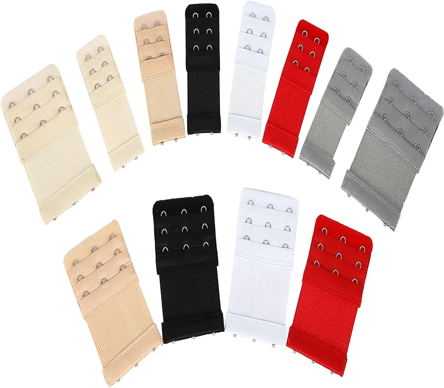 12 Pieces Bra Extenders 2 Hook 3 Rows 3 Hook 3 Rows Women's Soft Comfortable Elastic Bra Strap Extender Bra Band Hook Bra Lingerie Extension Bra Accessories Lady's Bra Extenders