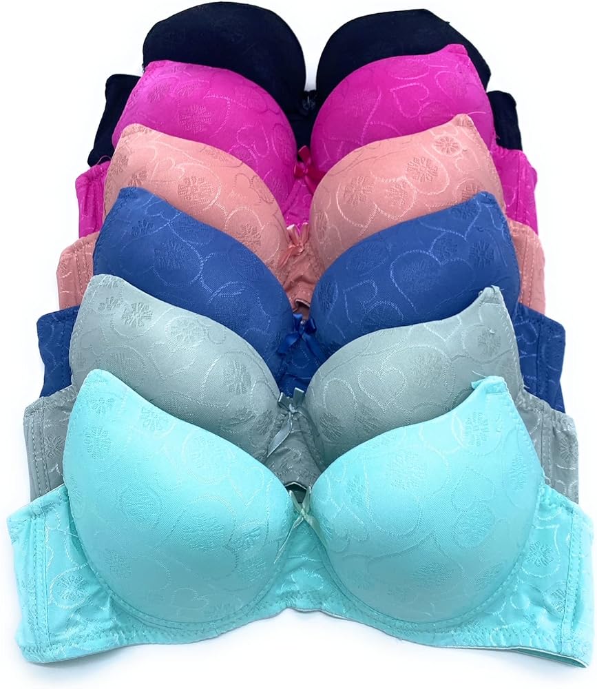 6 Pieces Full Cup/Demi Wired Gentle Pushup Push Up Bra A/B/C