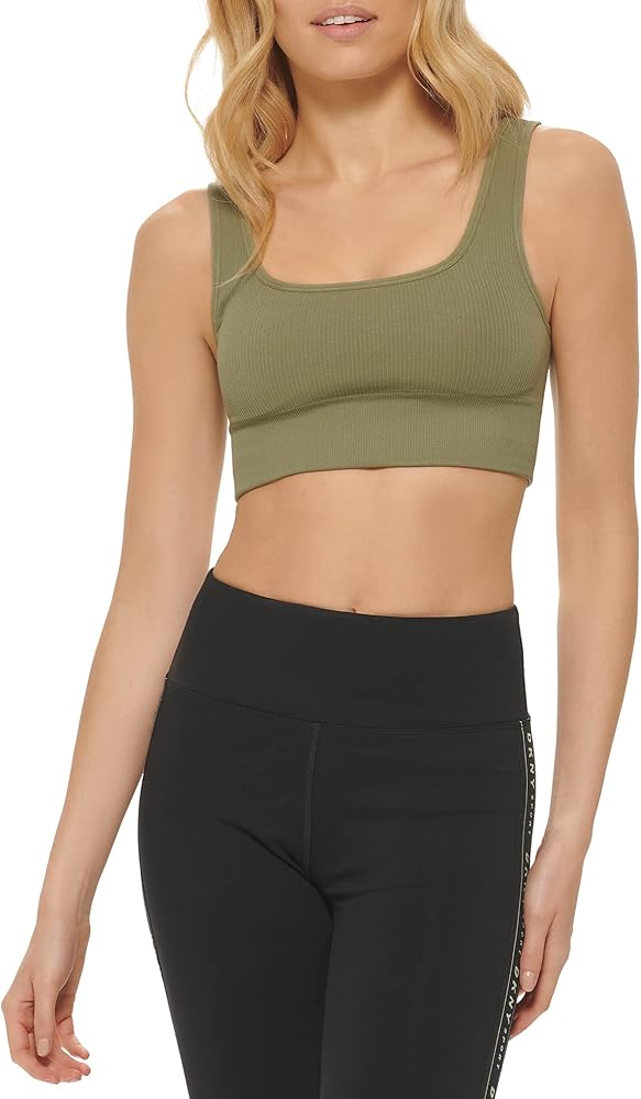 DKNY Women's Support Yoga Boat Neck Running Bra