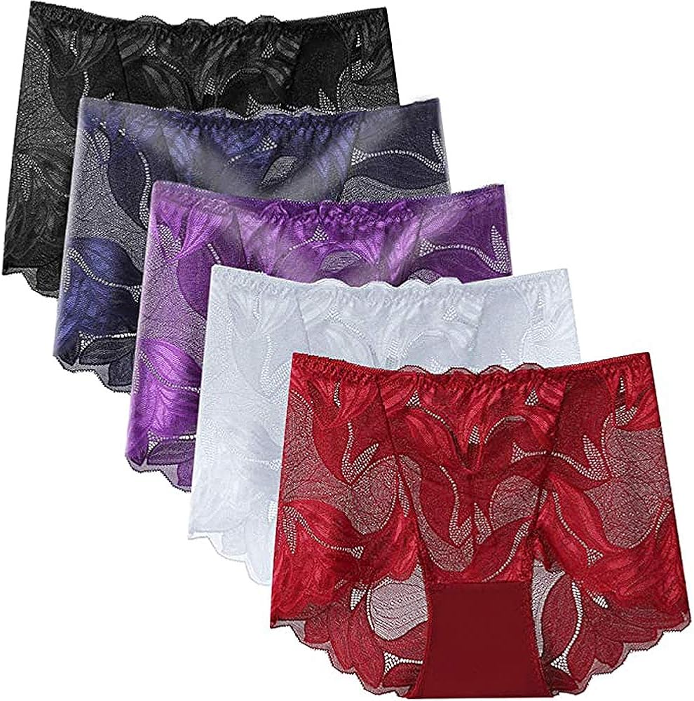 Sexy Underwear for Women Ladies Seamless Brief Womens Lace Panties 5-Pack