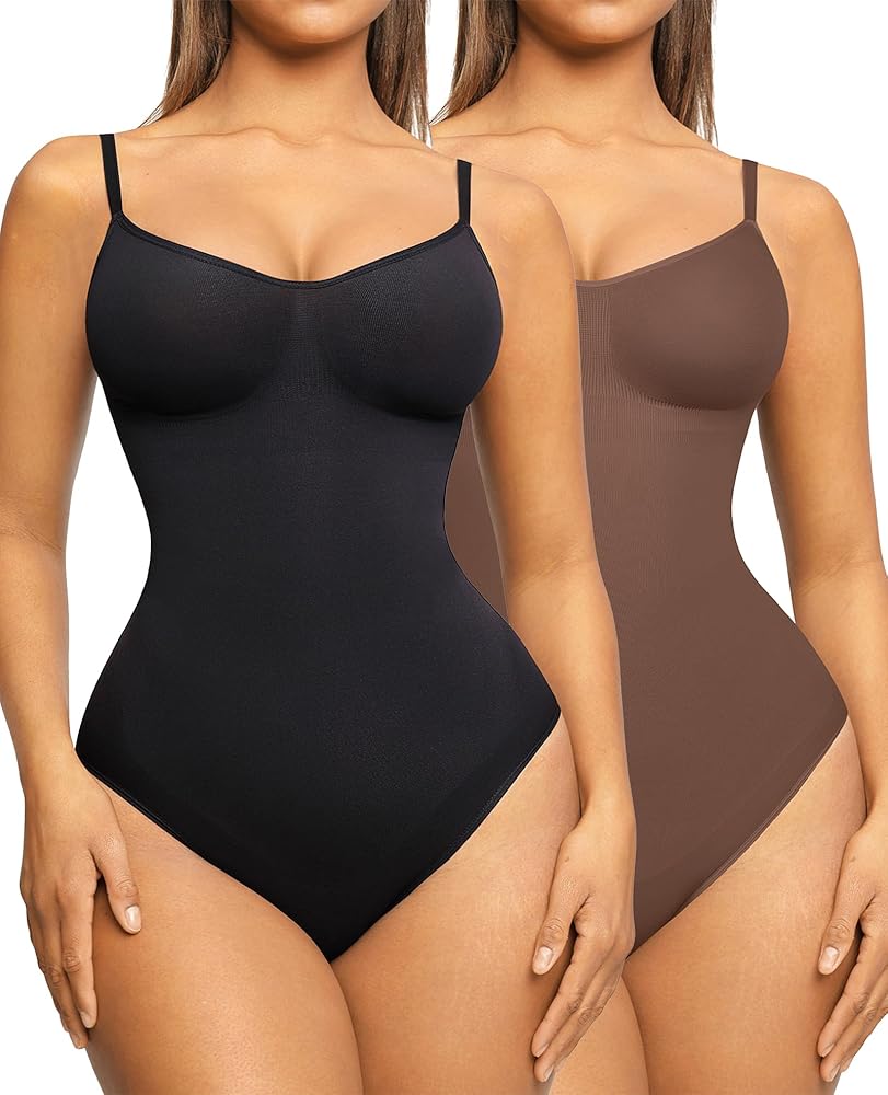 FeelinGirl 2 Piece Shapewear Bodysuit Tummy Control Shapewear Seamless Sculpting Body Shaper