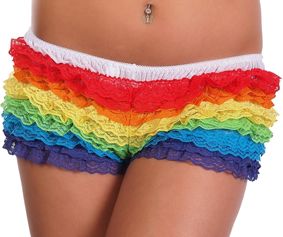 Arsimus Women's Ruffled Rhumba Booty Shortes Panties Sexy Rave Gay Pride