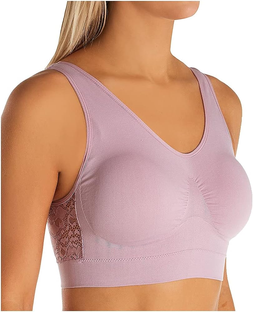 Rhonda Shear Women's Lace Back Seamless Bra with Removalabe Pads