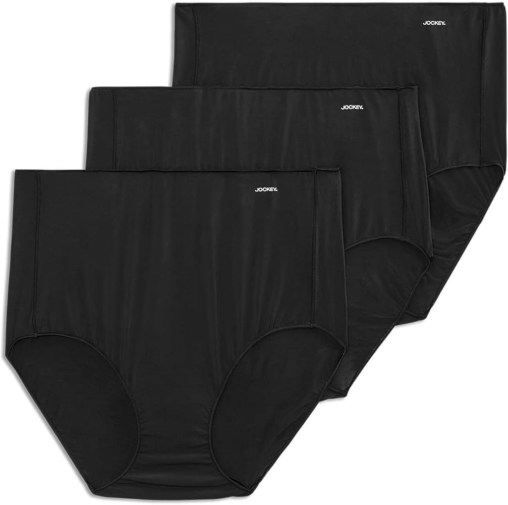 Jockey Women's Underwear No Panty Line Promise Tactel Brief - 3 Pack, Black, 9