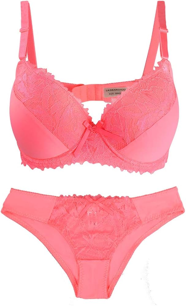 LA DEARCHUU Bra & Panty Sets for Women, Matching Bra & Panties Sexy Padded Bra Panty Set Push Up Underwire Bra Panties Set