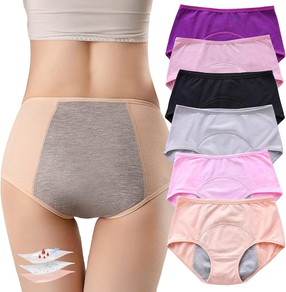 6Pcs Cotton Underwear for Women, Soft Middle Waisted Briefs, Breathable Stretch Panties