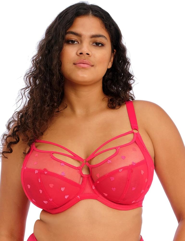 Elomi Women's Sachi Plunge Bra: Striking Design with On-Trend Strap Detailing. Low Front Plunge, Cotton Lined Panels DD+ Bras