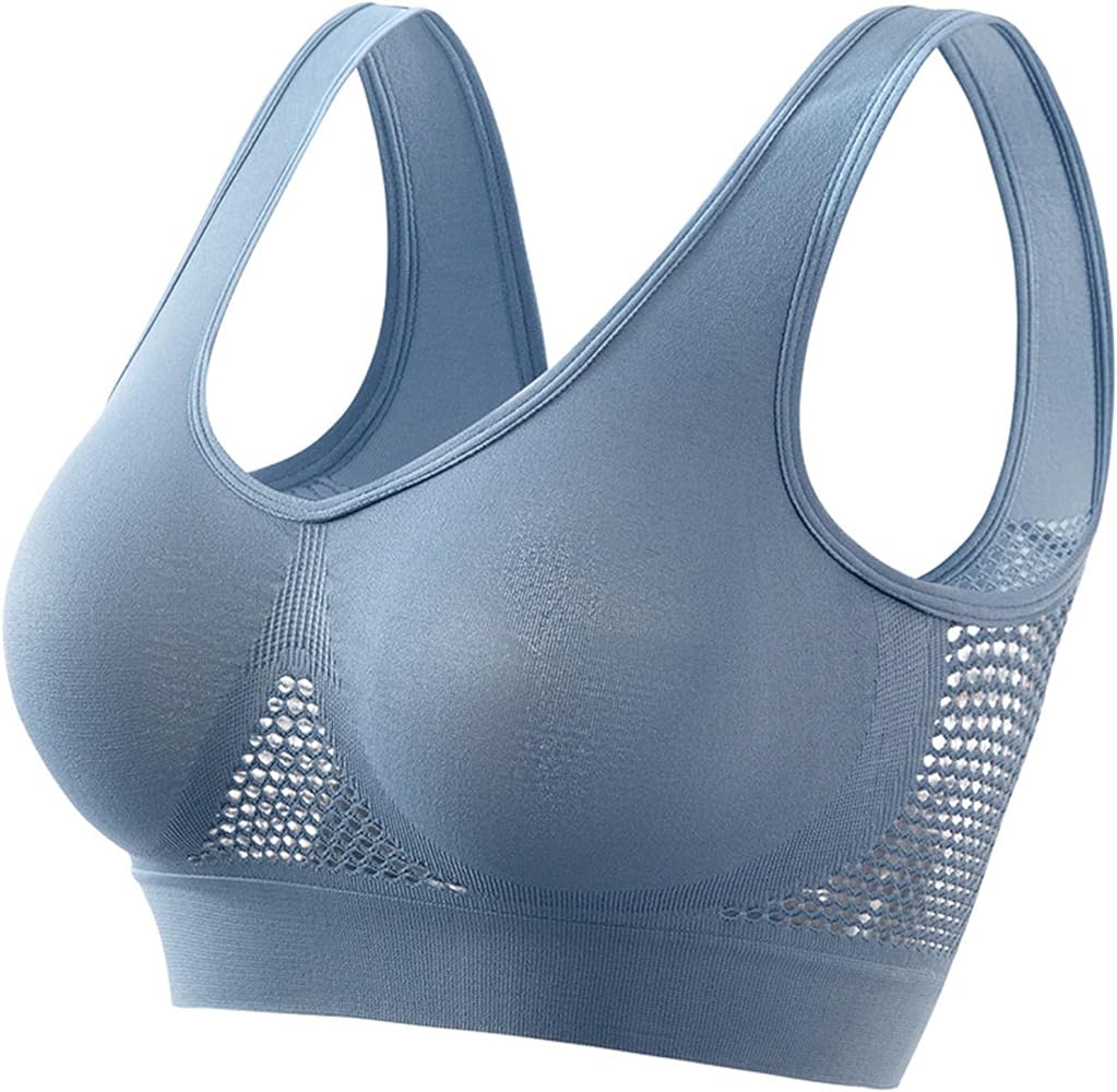 Womens Breathable No Underwire Bra Wireless Everyday Bras Seamless Sports Bra Wirefree Yoga Bra with Removable Pads