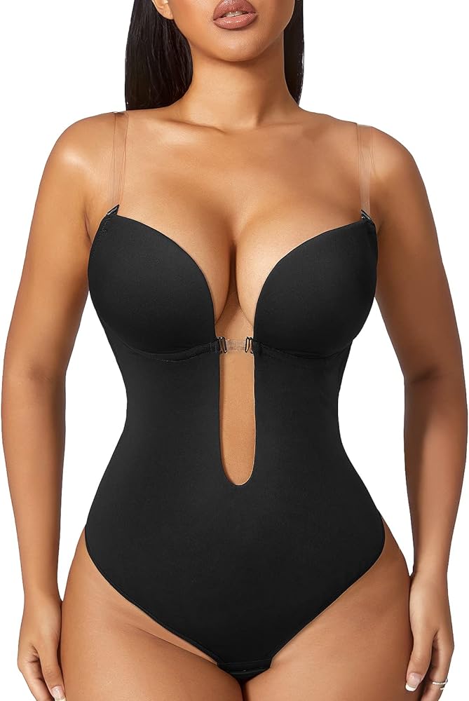 Women Shapewear Backless Body Bra Shaper Womens Plus Size Plunge Invishaper Low Back Thong Bodysuits Open Crotch Daily Use