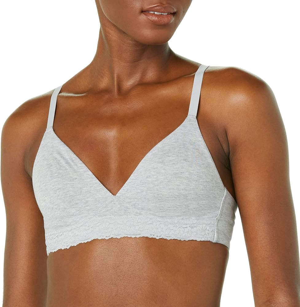 Amazon Essentials Women's Cotton and Lace Unlined Bralette