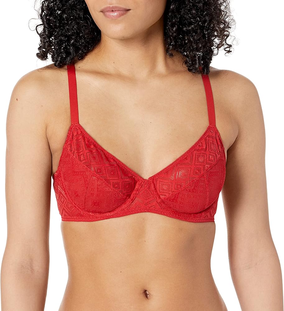 DKNY Women's Pure Lace Unlined Bra, Brick, 34DDD