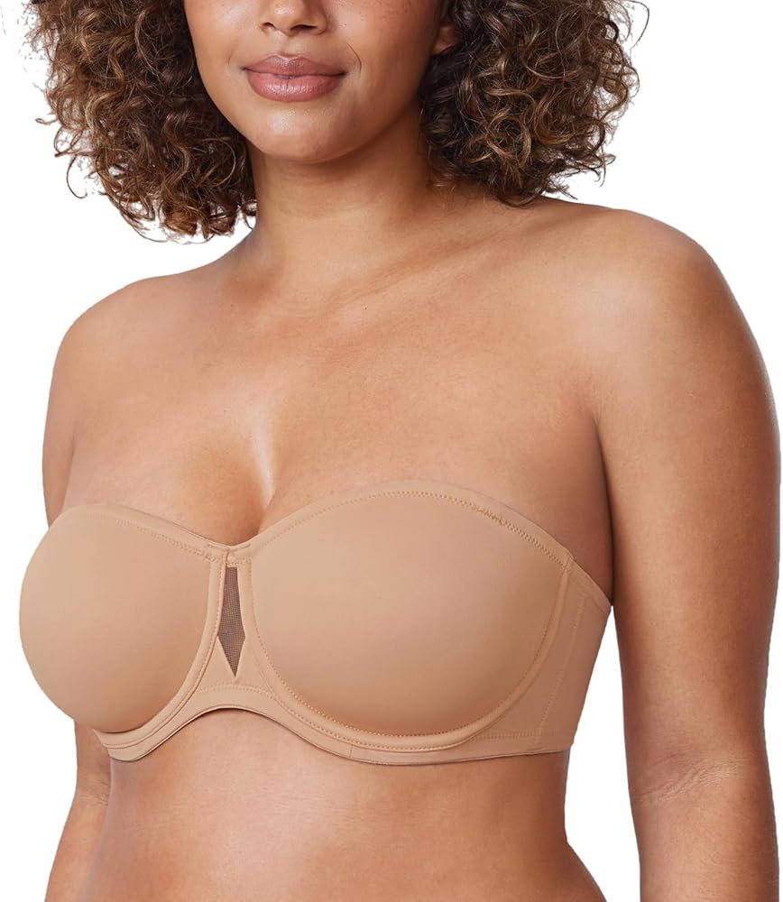 DELIMIRA Women's Underwire Non Padded Seamless Strapless Bra Plus Size