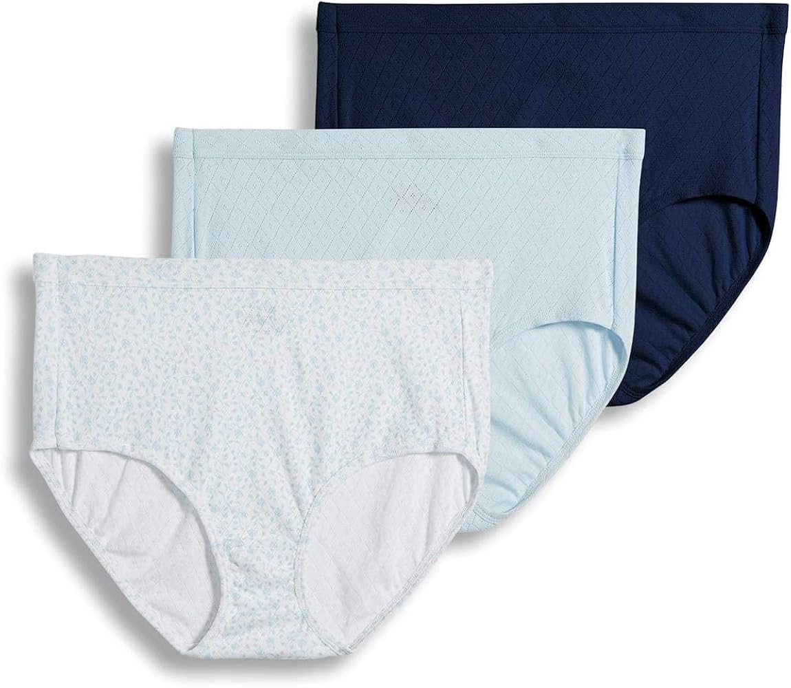 Jockey Women's Underwear Elance Breathe Hipster - 3 Pack, Flowing Fine/Frothy Blue/Navy, 8