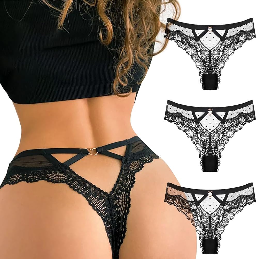 Women's Lace Thongs T Back Sexy Lingerie Underwear Mesh Panties Bridal Floral Hollowed Tangas