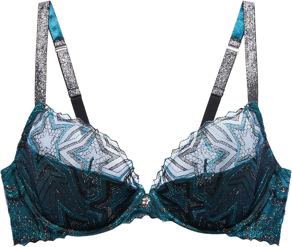 Savage X Women's Regular Shining Star Embroidered Half Cup Plunge Bra