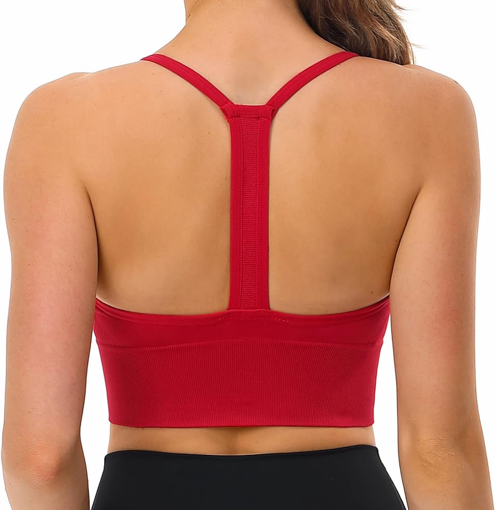 Sports Bra, Workout Tops for Women, Medium Impact Strappy Padded Sports Bras for Women High Support