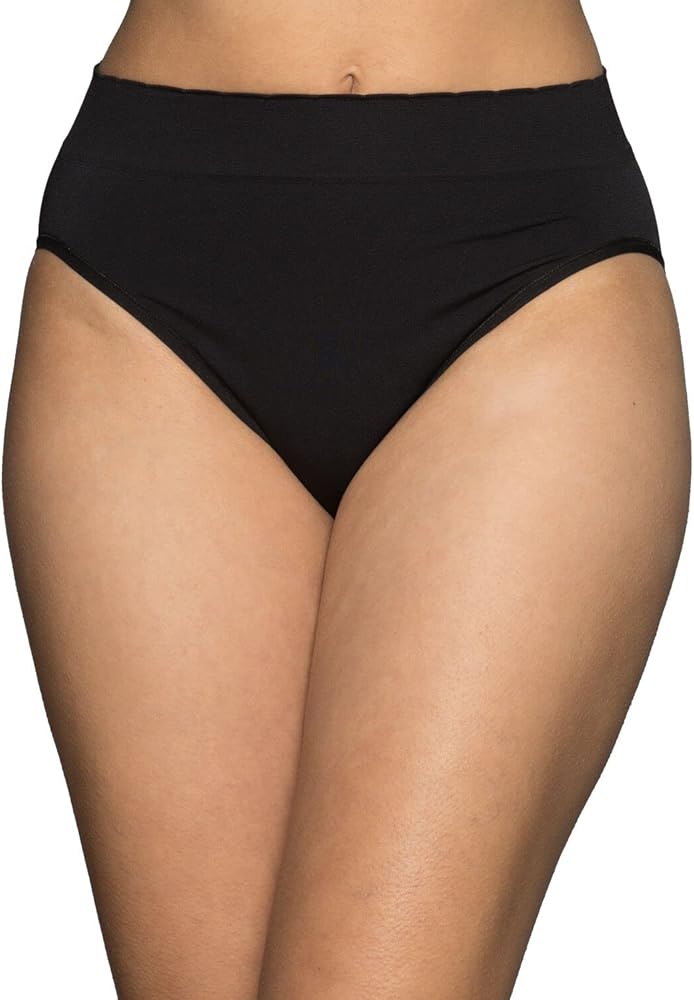 Vanity Fair Women's No Pinch, No Show Seamless Hi-Cut Panty 13217, Midnight Black, 8