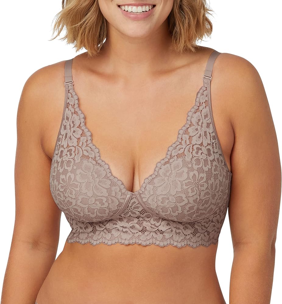 Maidenform Women's Pure Comfort Wireless Lace Longline Bralette, Lightly Lined Bra (Retired Colors)