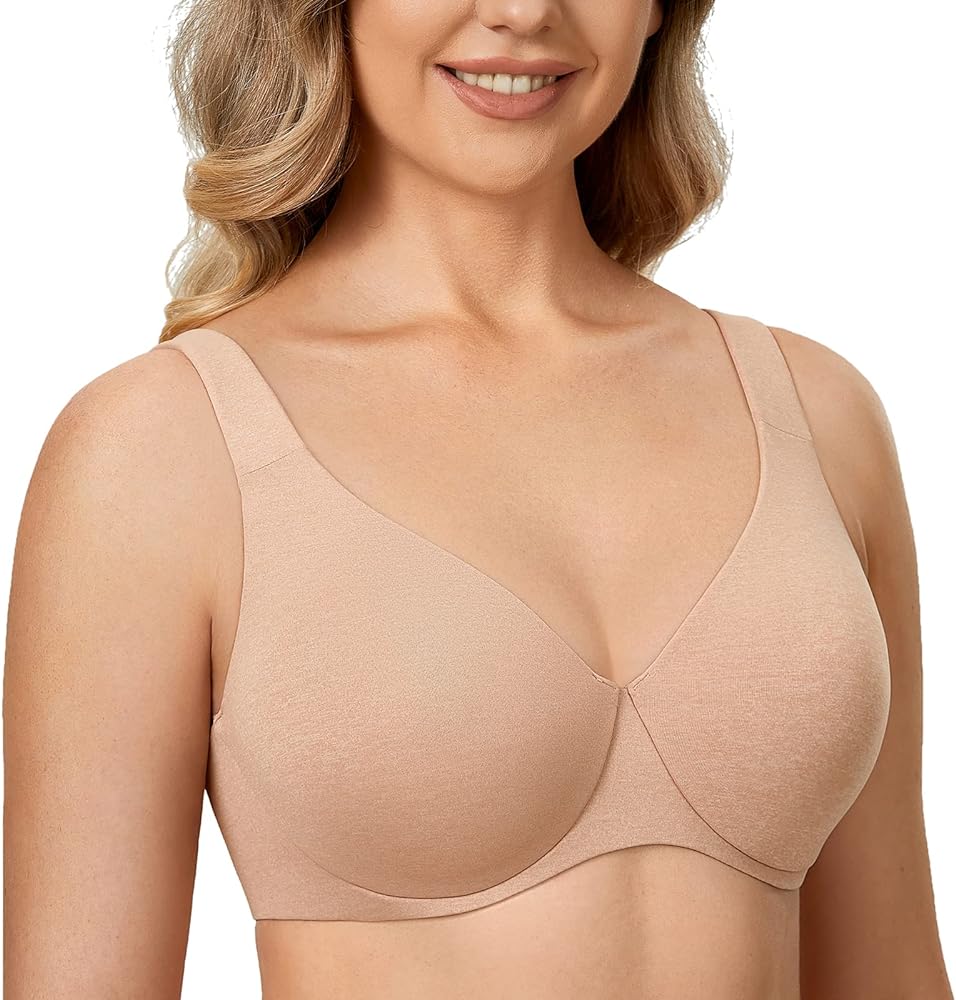 DELIMIRA Women's Plus Size Bras Minimizer Underwire Full Coverage Unlined Seamless Cup