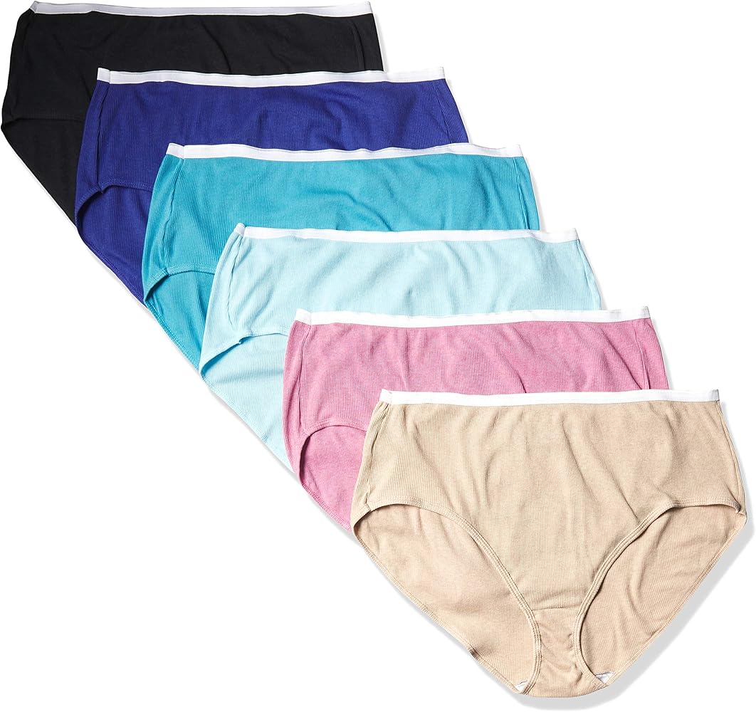 Hanes Womens Ribbed Cotton Briefs 6-Pack