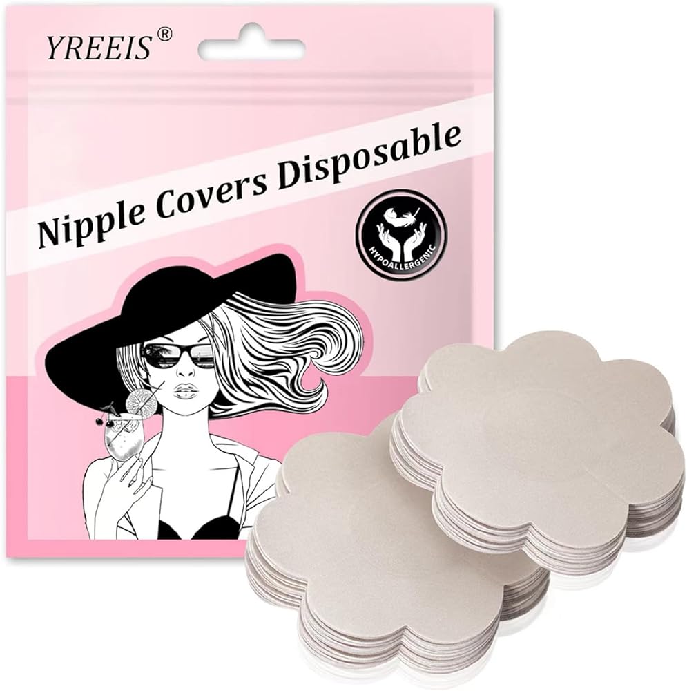 40 Pcs Nipple Covers For Women Hypoallergenic Disposable Adhesive Nipple Pasties No-Show Satin Breast Petals Stickers