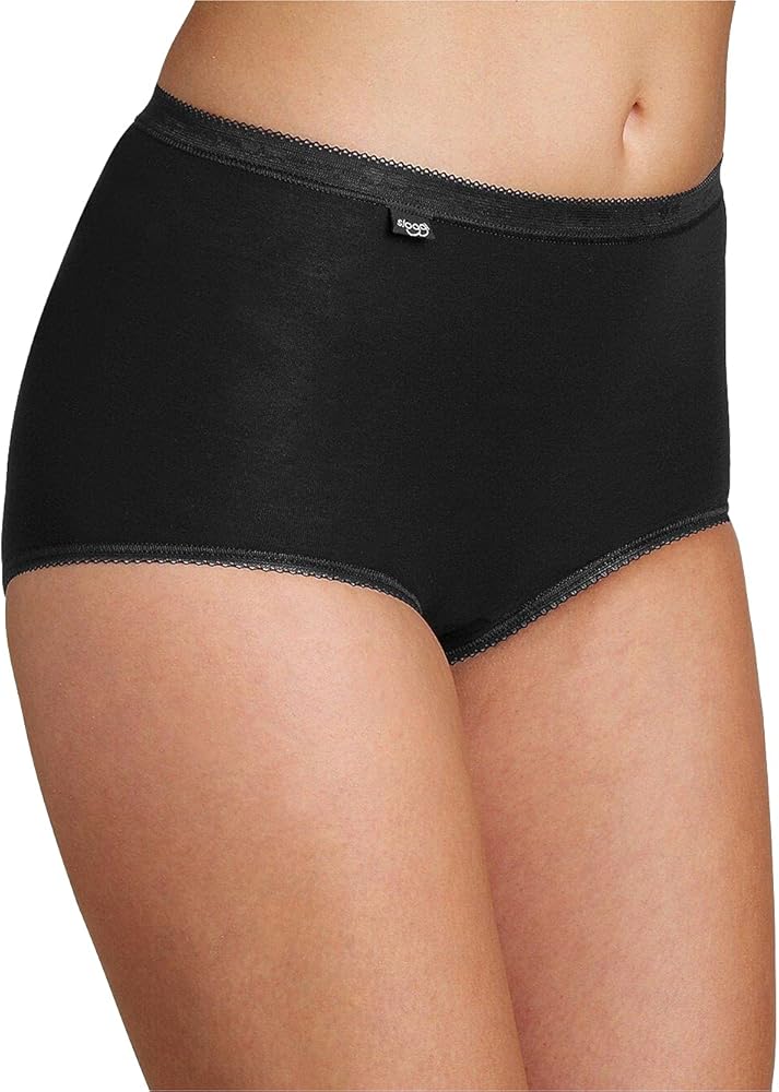 Sloggi Womens 3 Pack Zero Feel High Waisted Cheeky Cotton Underwear or Panties for Ladies Basic Maxi Briefs