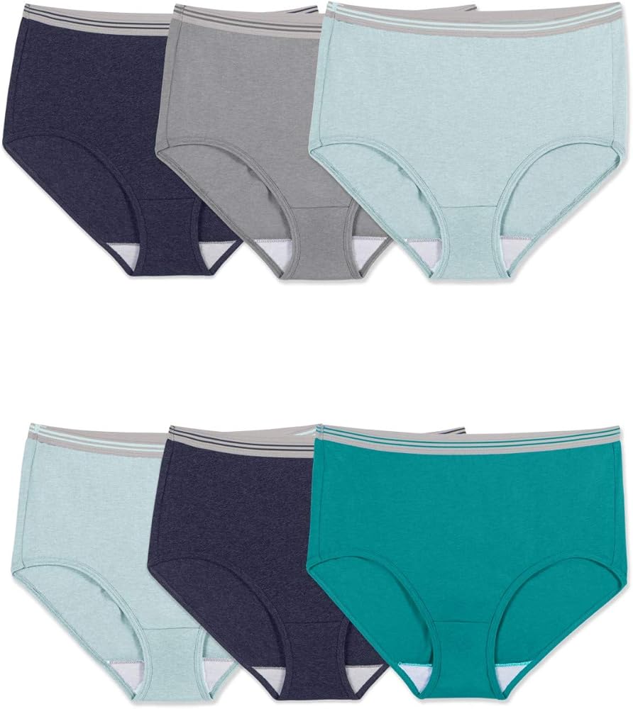 Fruit of the Loom Fit for Me Womens Plus Heather Assorted Brief Underwear, 6 Pack, 12, ASSORTED