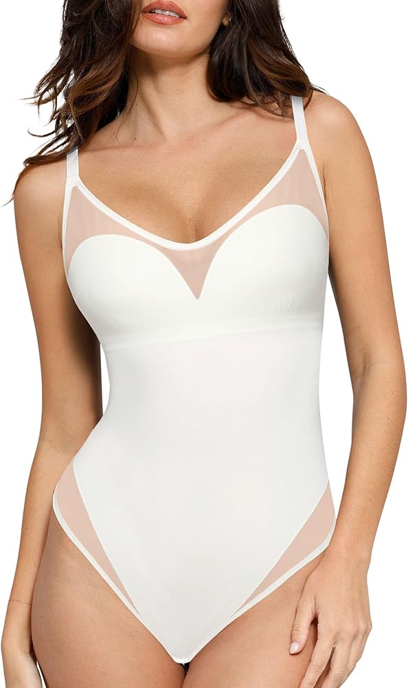 Popilush The Shapewear Bodysuit for Tummy Control Mesh Bodysuits with Build in Bra 2024 Summer Tank Top