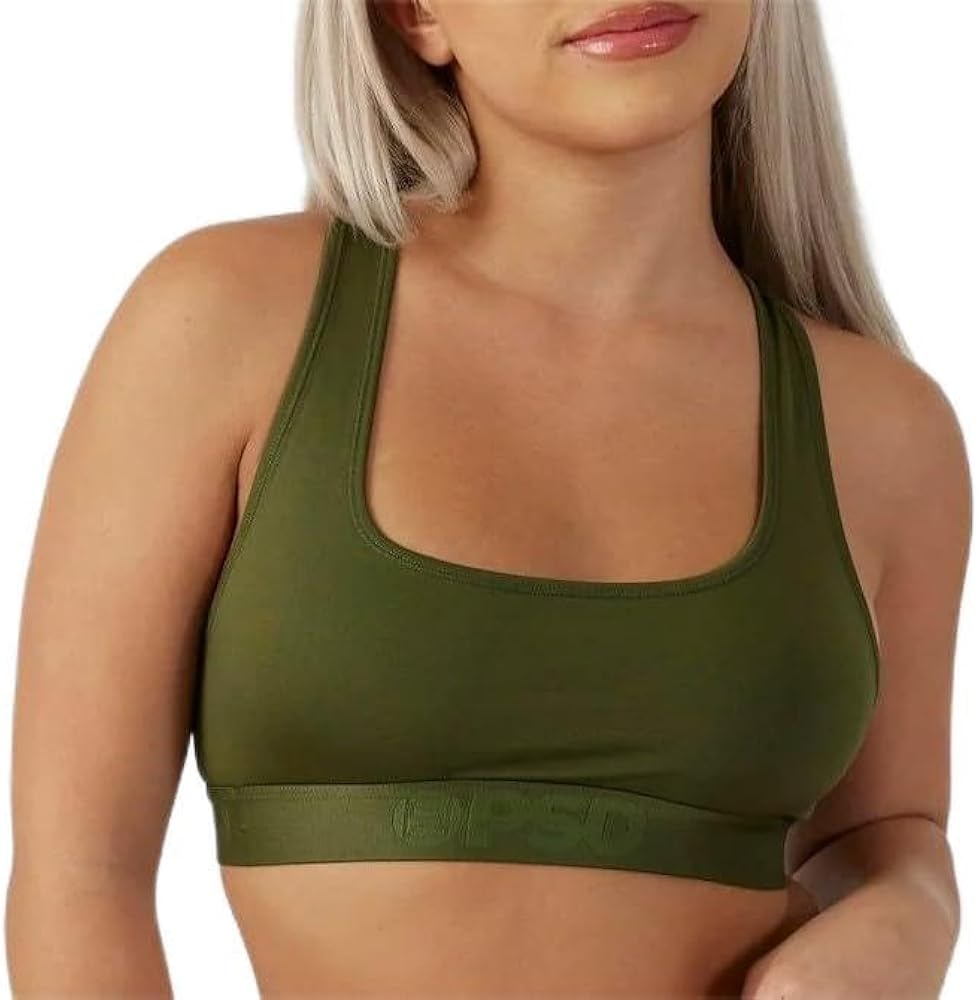 PSD Women's Basic Solid Sports Bra - Racerback Sports Bras for Women with Breathable Microfiber Fabric