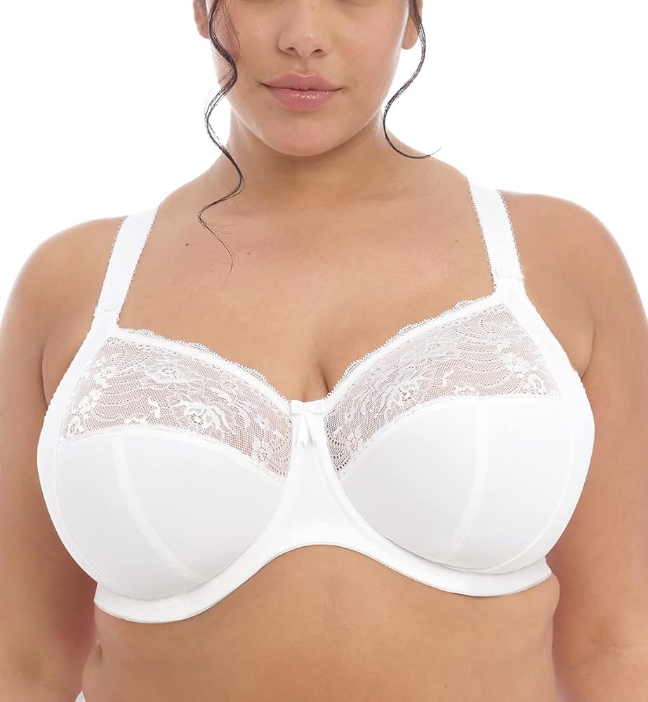 Elomi Women's Plus Size Morgan Stretch Lace Banded Underwire Bra, White, 44G