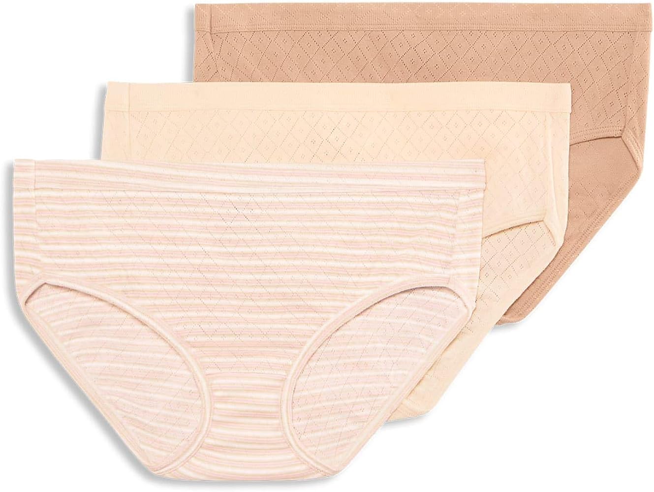 Jockey Women's Underwear Elance Breathe Hipster - 3 Pack, Whisper Stripe/Sheer Peach/Light, 6