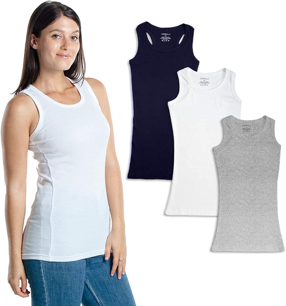 Emprella Tank Tops for Women 3 Pack Assorted Ribbed Racerback Tanks