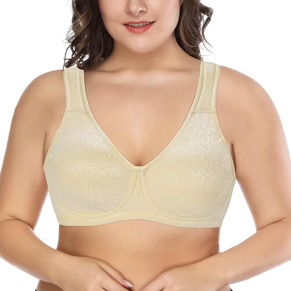 Deyllo Women's Minimizer Bra Full Coverage Wirefree Bra Comfort Non Padded Plus Size