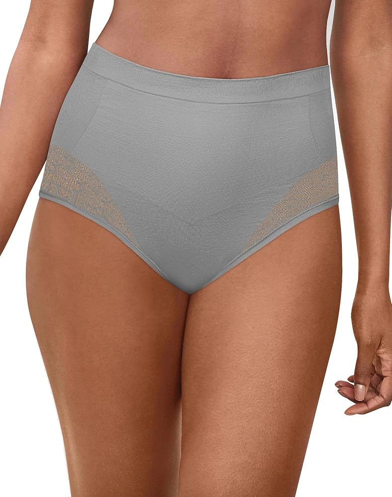 Bali Women's Comfort Revolution Firm Control Brief Panty - 2 Pk, DF0048, Blue Sky/Light Buff, L