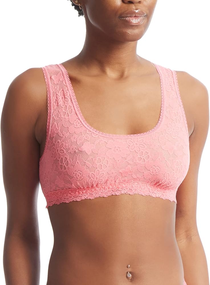 hanky panky Daily Lace Scoop Neck Lined Bralette (777991P),Large,Dahlia