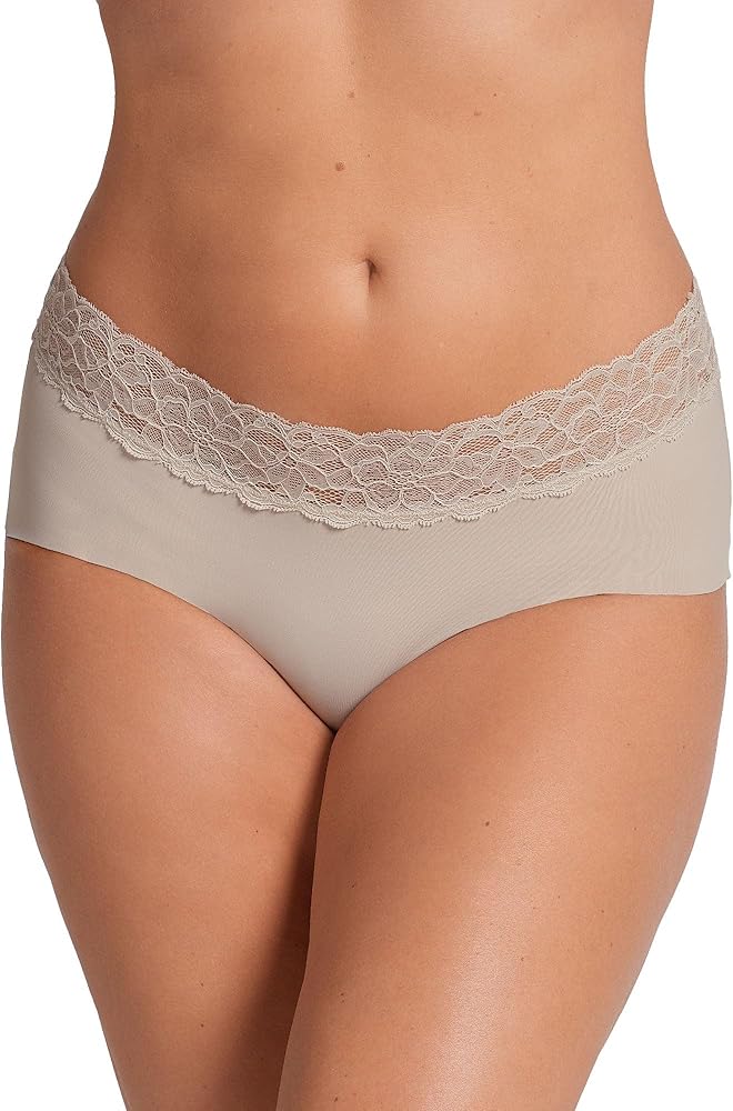 Leonisa Ultra-Light Lace Waistband Cheeky Panties - Seamless Underwear for Women