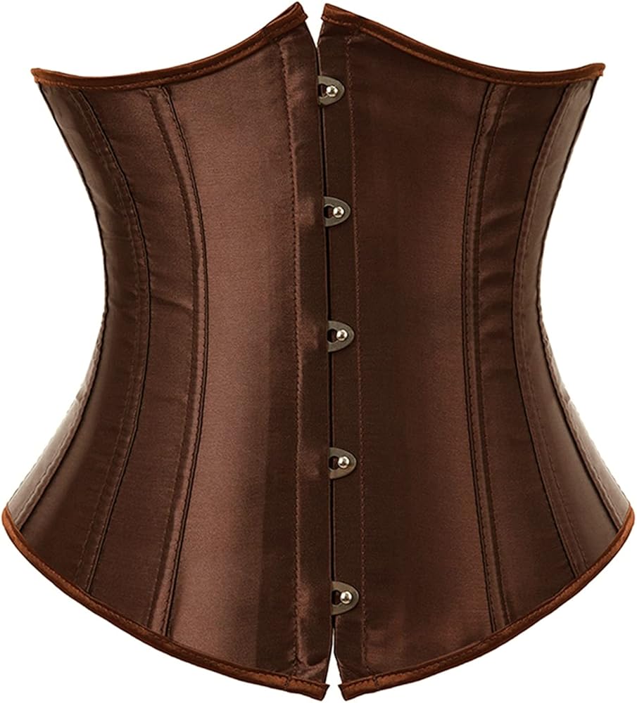 Zhitunemi Women's Satin Underbust Corset Bustier Waist Training Cincher Plus Size Corsets