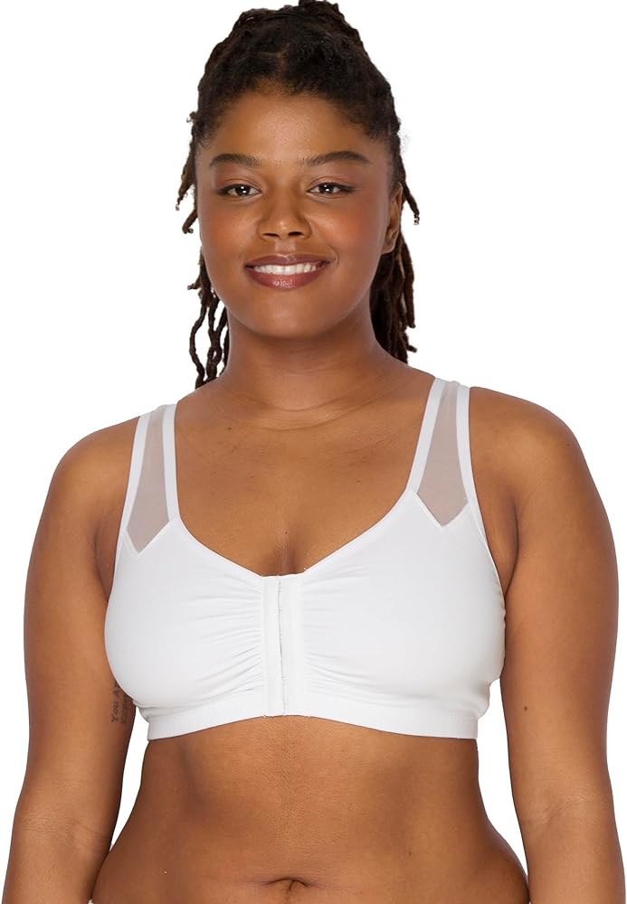 Fruit of the Loom Women's Comfort Front Close Sport Bra with Mesh Straps