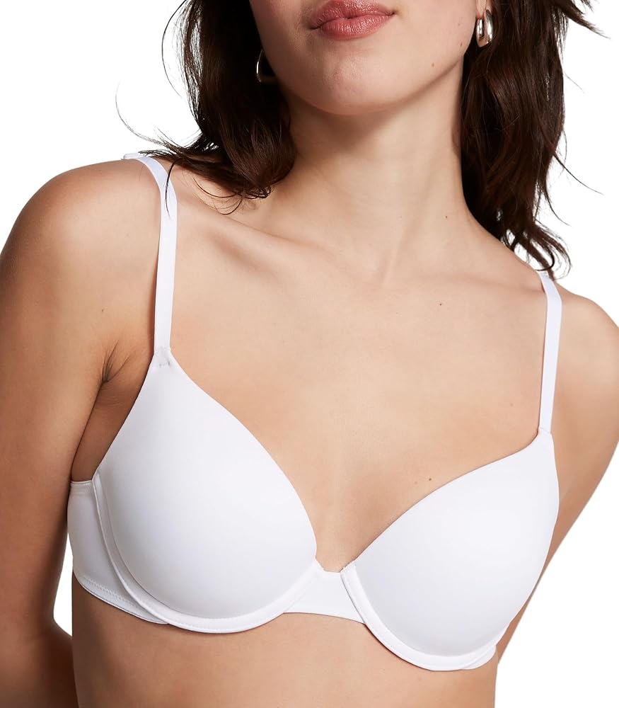 Victoria's Secret Pink Wear Everywhere Push Up Bra, Padded, Smoothing, Bras for Women, White (32D)