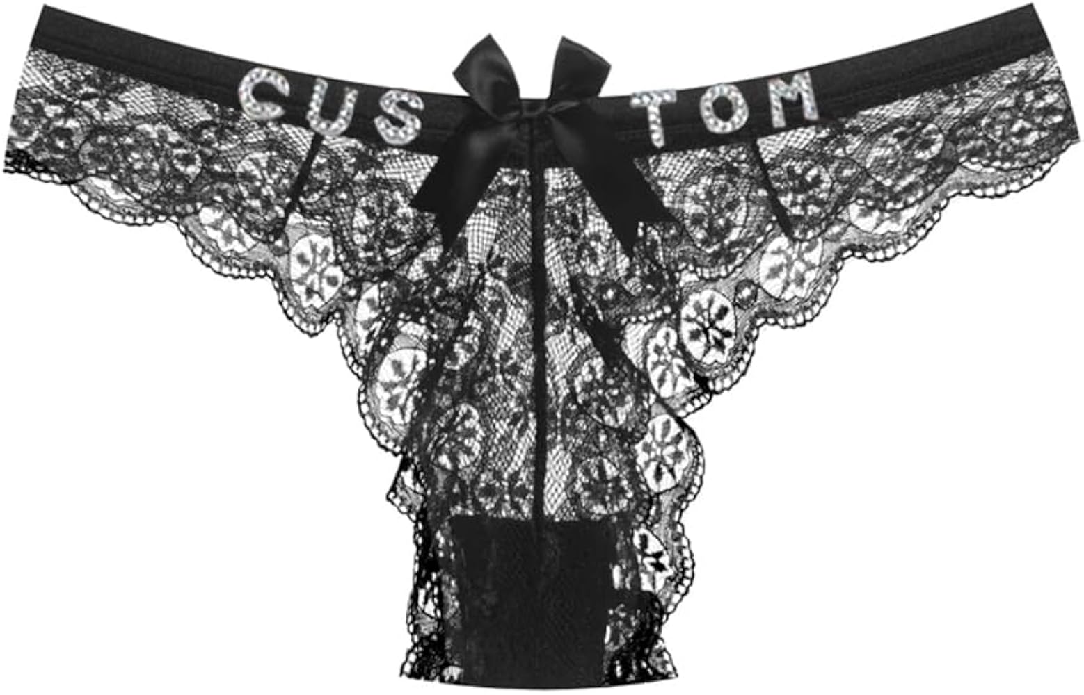 Sexy Personalized Thongs with Names for Women, Custom Thong Golden Rhinestone Letters, Custom G-string Underwear