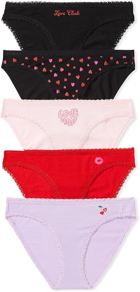 Victoria's Secret Women's Cotton Bikini Underwear, Moderate Coverage Panties for Women, Multi Pack (XS-XXL)