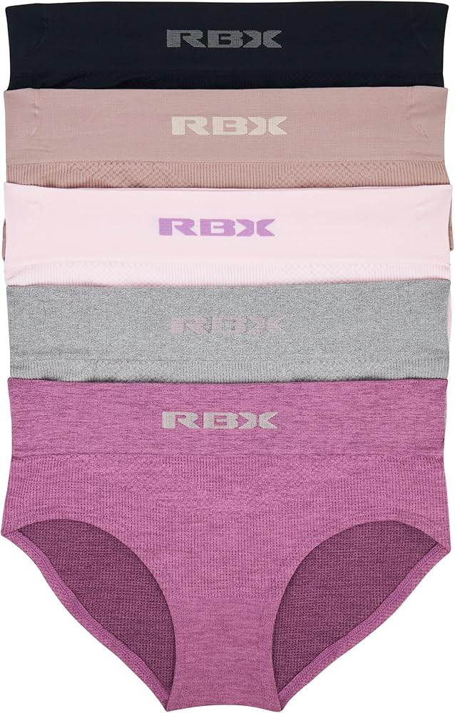 RBX Active Women's Underwear 5-Pack Seamless Hipster Panties Bikini Briefs