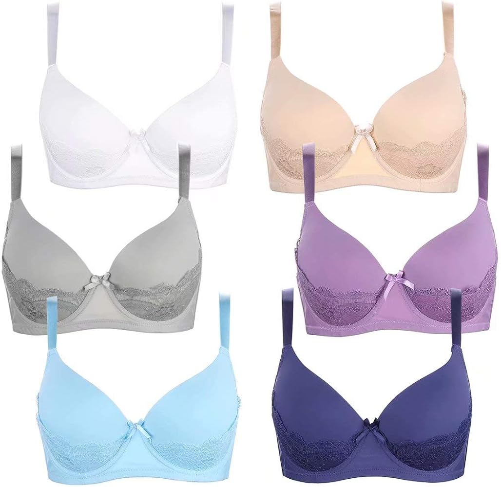 Bras for Women Push Up Bras Everyday Bra Pack of 6 Brassiere Setssiere Set